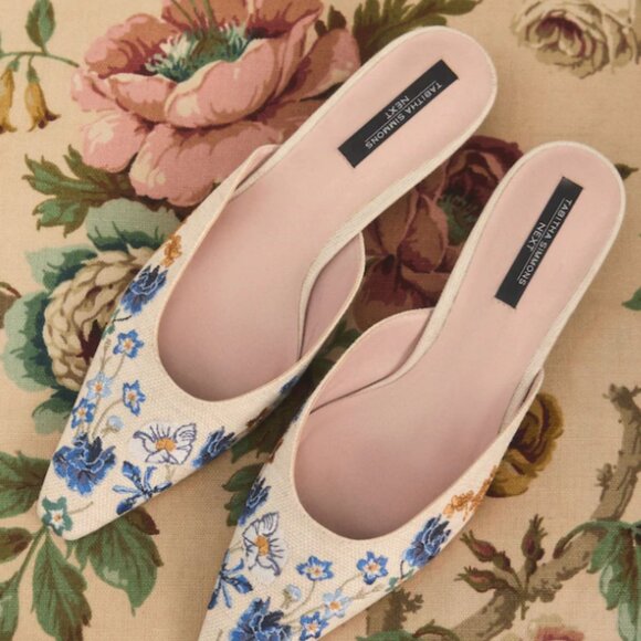 Bone Tabitha Simmons x Next Embroidery Kitten Mules - Picture 5 of 10